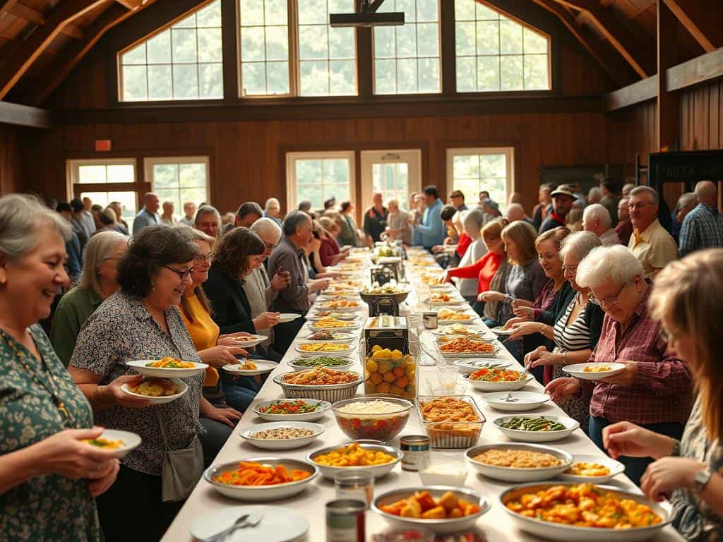 Community gatherings in a potluck setting