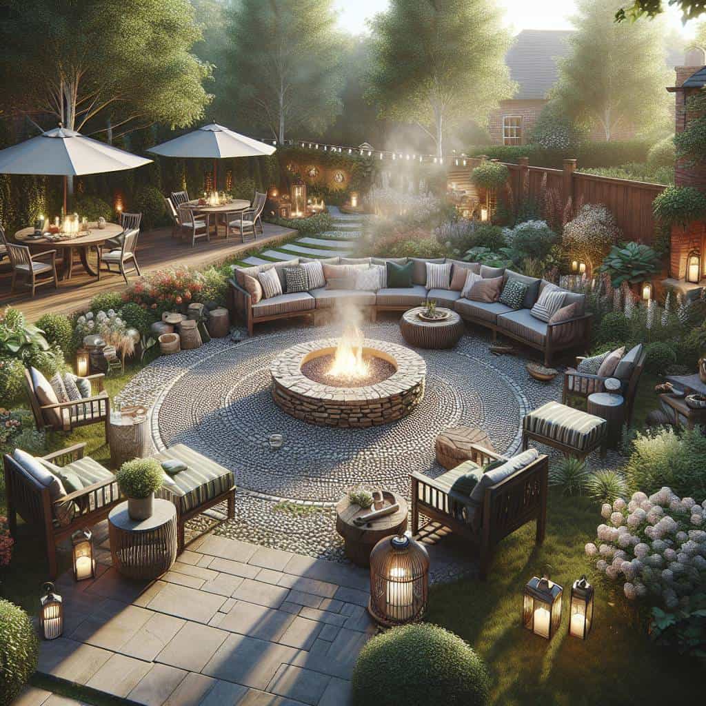 Ignite Your Space: How to Build a Simple Backyard Fire Pit Area 2 Simple backyard fire pit in suburban garden.
