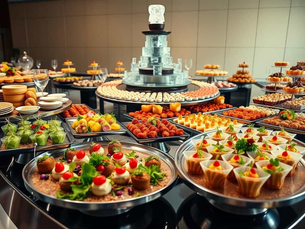 food arrangement in elegant buffet display food arrangement in elegant buffet display