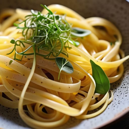 Sun-Drenched Lemon and Garlic Linguine pasta.